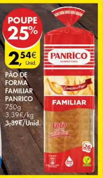 Pingo Doce Pão de Forma Familiar Panrico promoção
