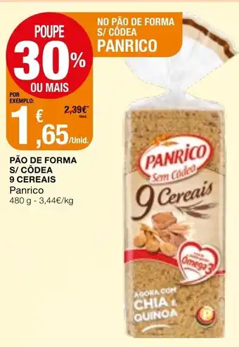 Intermarché Pão de Forma S/Côdea 9 Cereais Panrico 480g promoção