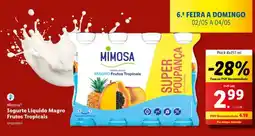 Lidl Mimosa Iogurte Líquido Magro Frutos Tropicais promoção