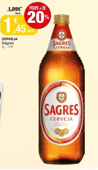 Intermarché Cerveja Sagres 1L promoção