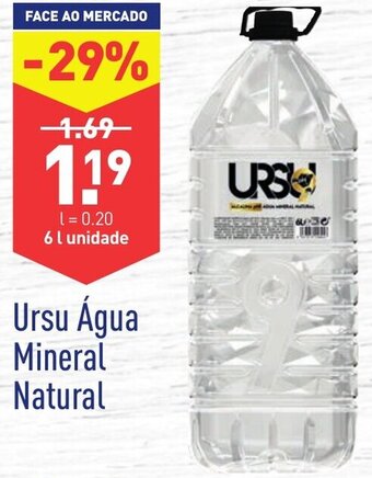 ALDI Ursu Água Mineral Natural 6L promoção