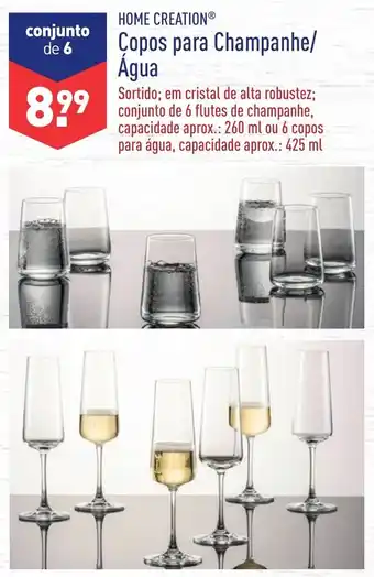 ALDI Home Creation Copos para Champanhe/ Água promoção