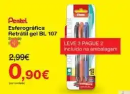 Staples Pentel Esferográfica Retrátil gel BL 107 promoção