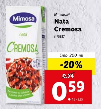 Lidl Mimosa Nata Cremosa 200ml promoção