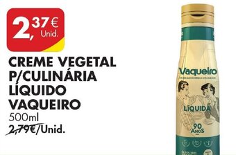 Creme Vegetal P/ Culinária Líquido Vaqueiro 500ml