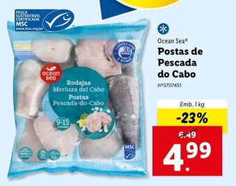 Lidl Ocean Sea Postas de Pescada do Cabo 1kg promoção