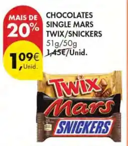 Pingo Doce Chocolates Single Mars Twix/Snickers promoção