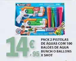 E.Leclerc Pack 2 Pistolas de Águas com 100 Balões de Água Bunch O Ballons X Shot promoção