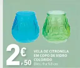 E.Leclerc Vela de citronela em copo de vidro colorido promoção