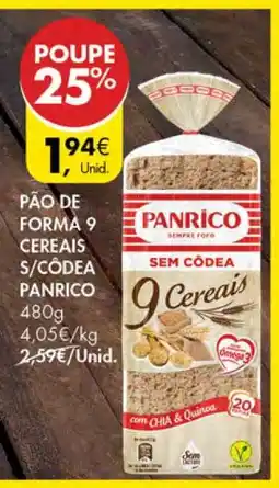 Pingo Doce Pão de Forma 9 Cereais S/Côdea Panrico promoção