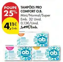 Pingo Doce Tampões Pro Comfort O.B promoção