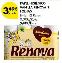 Pingo Doce Papel Higiénico Vanilla Renova 3 Folhas promoção