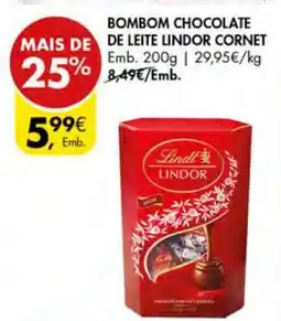 Pingo Doce Bombom Chocolate de Leite Lindor Cornet promoção