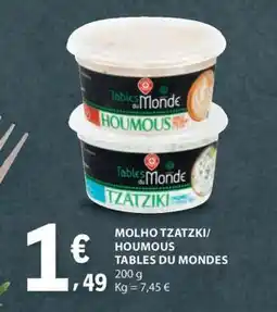 E.Leclerc Molho Tzatziki/Houmous Tables du Monde promoção