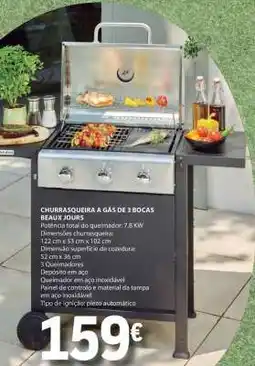 E.Leclerc Churrasqueira a Gás de 3 Bocas Beaux Jours promoção