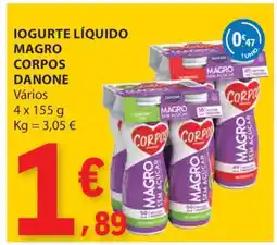 E.Leclerc Iogurte Líquido Magro Corpos Danone promoção