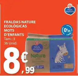 E.Leclerc Fraldas Nature Ecológicas Mots d'Enfants promoção