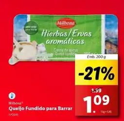 Lidl Milbona Queijo Fundido para Barrar promoção