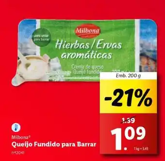 Lidl Milbona Queijo Fundido para Barrar promoção
