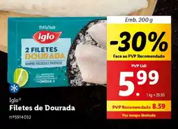 Lidl Iglo Filetes de Dourada promoção