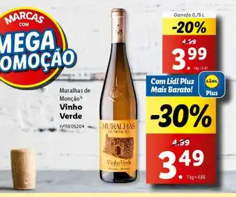 Lidl MURALHAS DE MONÇÃO Vinho Verde promoção