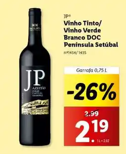 Lidl JP Vinho Tinto/Vinho Verde Branco DOC Península Setúbal promoção