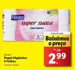 Lidl Florays Papel Higiénico 4 Folhas promoção