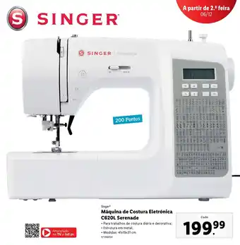 Lidl Singer Máquina de Costura Eletrónica C620L Serenade promoção