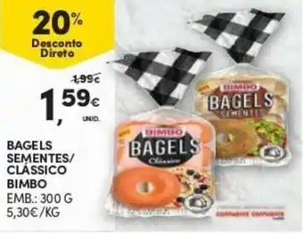 Continente Bagels Sementes/Clássico Bimbo 300g promoção