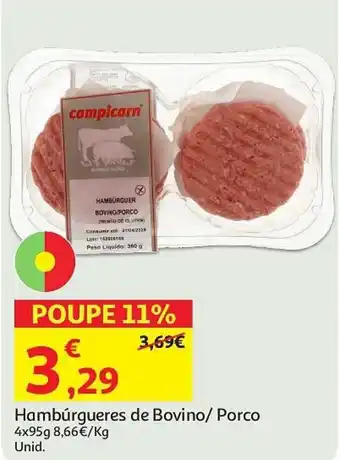 Auchan Hambúrgueres de Bovino/ Porco promoção