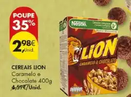 Pingo Doce Cereais Lion Caramelo e Chocolate 400g promoção