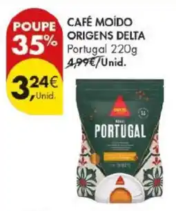 Pingo Doce CAFÉ MOÍDO ORIGENS DELTA Portugal 220g promoção