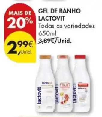 Pingo Doce GEL DE BANHO LACTOVIT promoção
