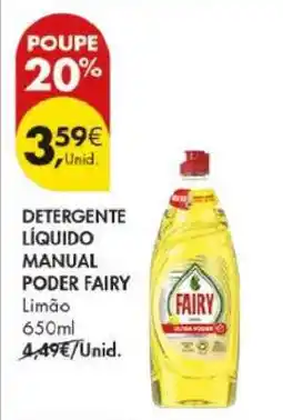Pingo Doce Detergente Líquido Manual Poder Fairy Limão 650ml promoção