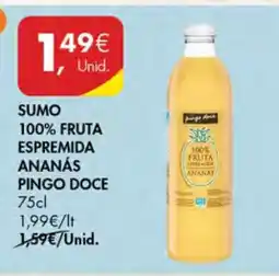 Pingo Doce Sumo 100% Fruta Espremida Ananás Pingo Doce promoção