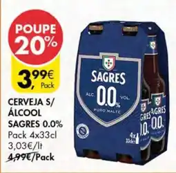 Pingo Doce Cerveja S/Álcool Sagres 0.0% promoção