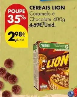 Pingo Doce Cereais Lion Caramelo e Chocolate 400g promoção