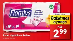 Lidl Floralys Papel Higiénico 4 Folhas promoção