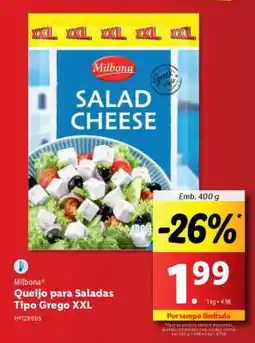 Lidl Milbona Queijo para Saladas Tipo Grego XXL promoção