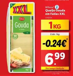 Lidl Milbona Queijo Gouda em Fatias XXL promoção