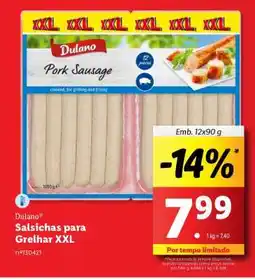 Lidl Dulano Salsichas para Grelhar XXL promoção