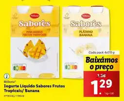 Lidl Iogurte Líquido Sabores Frutos Tropicais/ Banana promoção