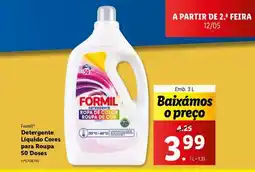 Lidl Formil Detergente Líquido Cores para Roupa 50 Doses promoção