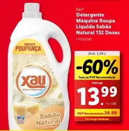 Lidl Xau Detergente Máquina Roupa Líquido Sabão Natural 132 Doses promoção
