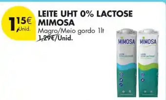 Pingo Doce LEITE UHT 0% LACTOSE MIMOSA promoção