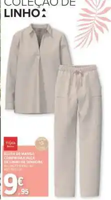 E.Leclerc Blusa de Manga Comprida/Calça de Linho de Senhora promoção