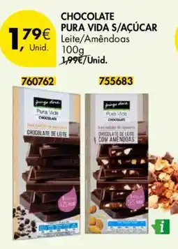 Pingo Doce Chocolate pura vida s/açúcar promoção
