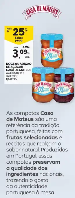 Continente Doce 0% adição de açúcar casa de mateus promoção