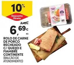 Continente Rolo de carne de porco recheado c/ queijo e fiambre continente promoção