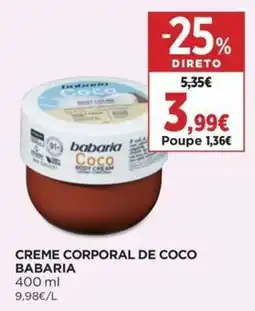 Supercor Creme corporal de coco babaria promoção